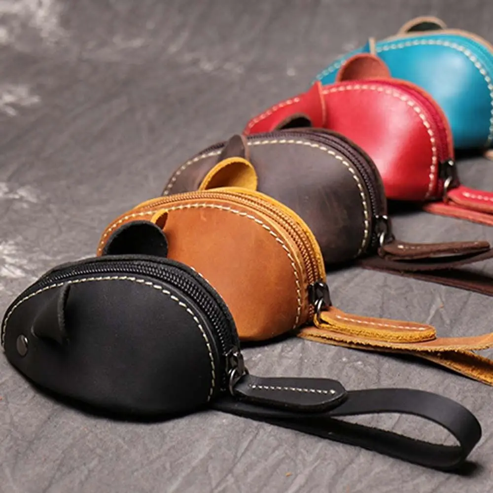Portable Retro Mouse Purse Cute Leather Mini Coin Purse Fashion Storage Bag Student