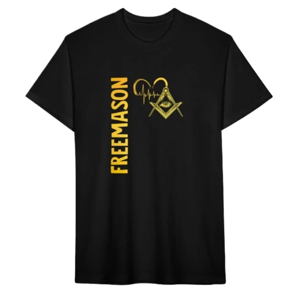 Freemason Square & Compass Heartbeat Masonic T-Shirt 100% Cotton O-Neck Short Sleeve Summer Casual Mens T-shirt Size S-3XL