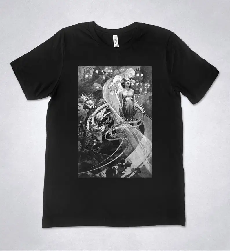 

Alphonse Mucha t-shirt - Illustration from Le Pater, Art Nouveau shirt, Mucha shirt, Art print shirt, Art gift, Mysticism, Symbo