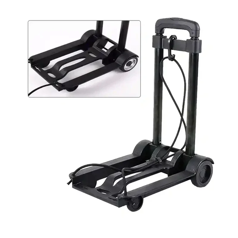 For baggage mobile trolley portable folding trolley, retractable black  trolley with wheels