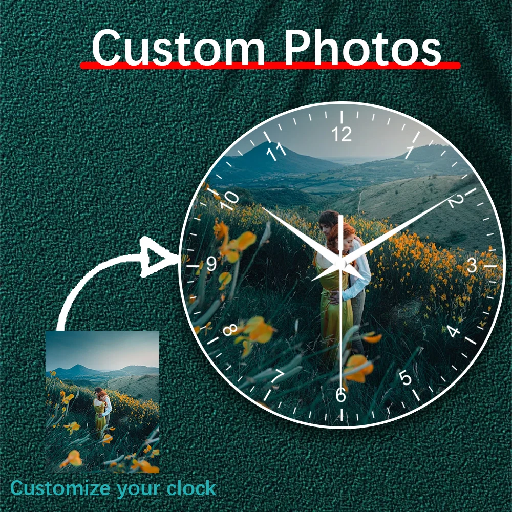 1pc Personalized Quartz Wall Colck, Custom Your Photo on Clocks for Wall Decoration,Gift for Your Family, Friend, Pets,lovers