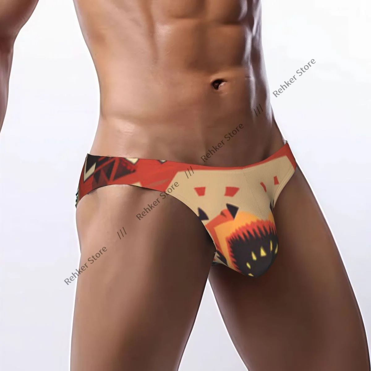 Men's Sexy Briefs Bikini Geometric African Pattern Men Underpants Low Cut Man Underwear Panties