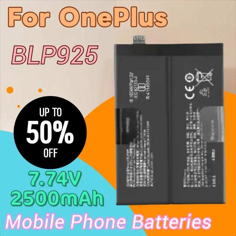 Новый оригинальный аккумулятор высокого качества 7,74 В, 2500 мАч BLP925 для OnePlus Nord3 10R Nord 3 5G, аккумуляторы для мобильных телефонов + бесплатные инструменты