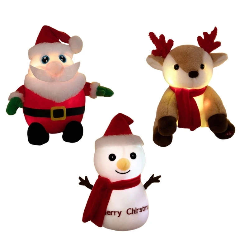 

Glowing Plush Pillow Christmas Stuffed Toy Nondeform Holiday Props Cartoon