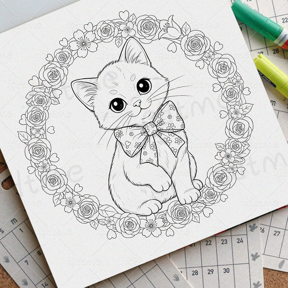 Liebevolles Katzen-Malbuch für Erwachsene zur Angstlinderung und Stressabbau, Kunst-Aktivitätsbuch, Perfektes Geschenk für Katzenliebhaber & Tierkunst-Fans – Detail 4