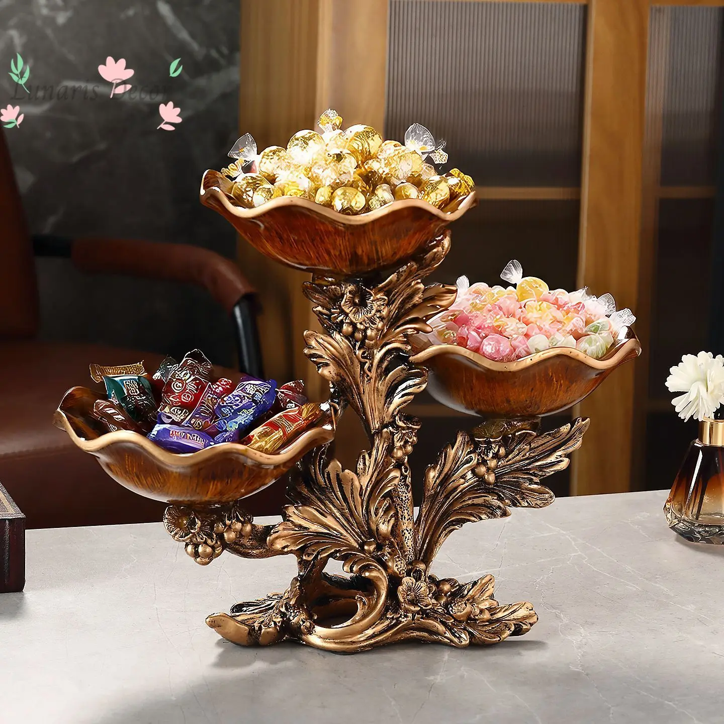 European creative large fruit plate household living room coffee table light luxury decorative ornament multi-layer grid fruit