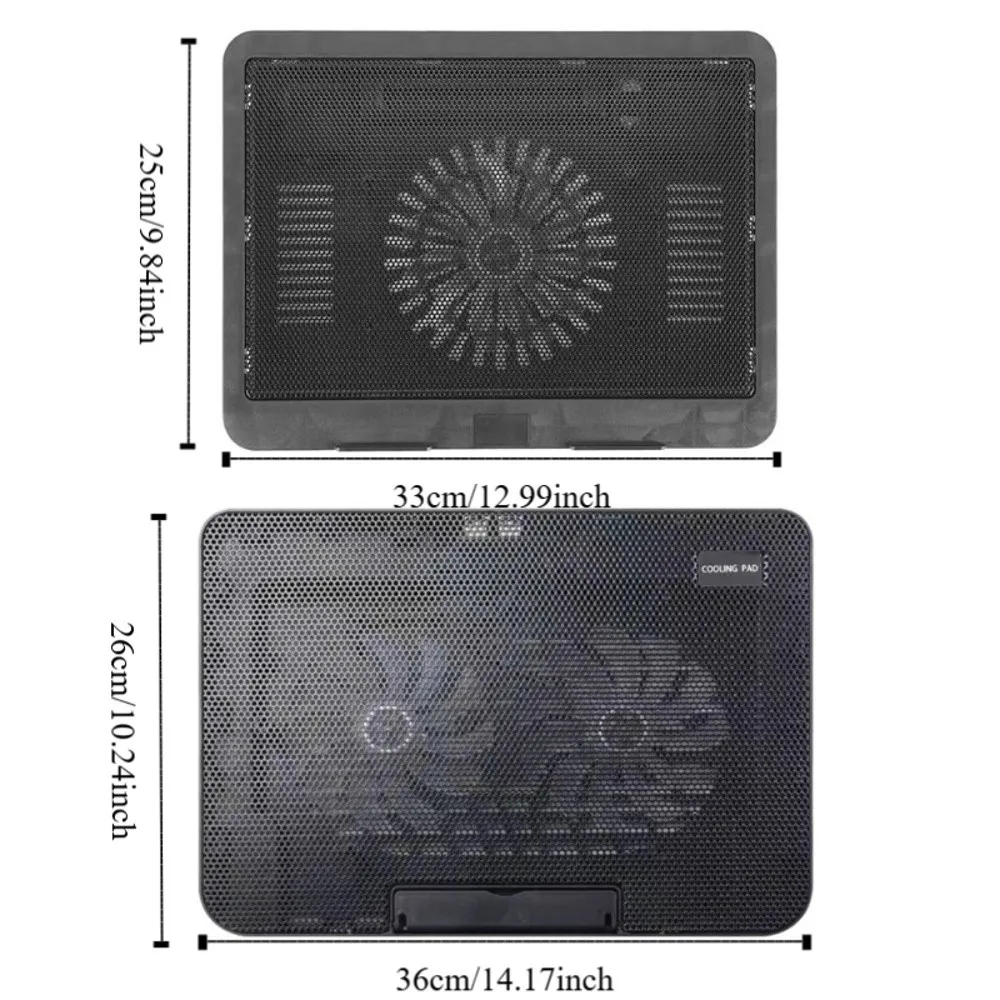 Portable Adjustable Laptop Cooling Pad USB Port Metal Mesh Notebook Cooler LED Light Laptop Cooler Fan Dormitory