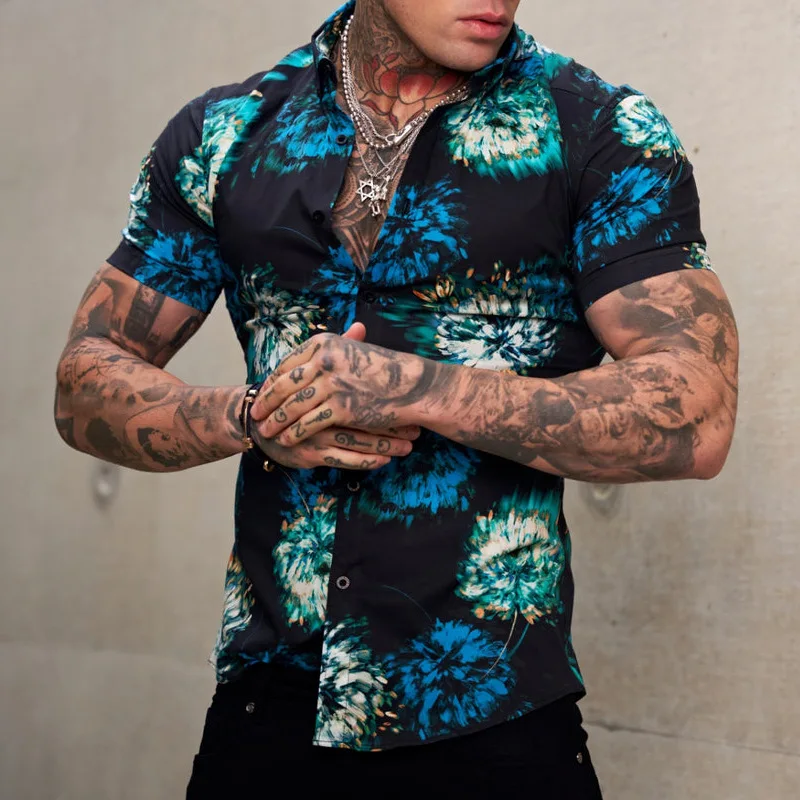 

2022 Summer Men's Lapel Shirt Europe And The United States Men's Casual Short Sleeve 3d Shirt Hawaiian Holiday Shirt For Men