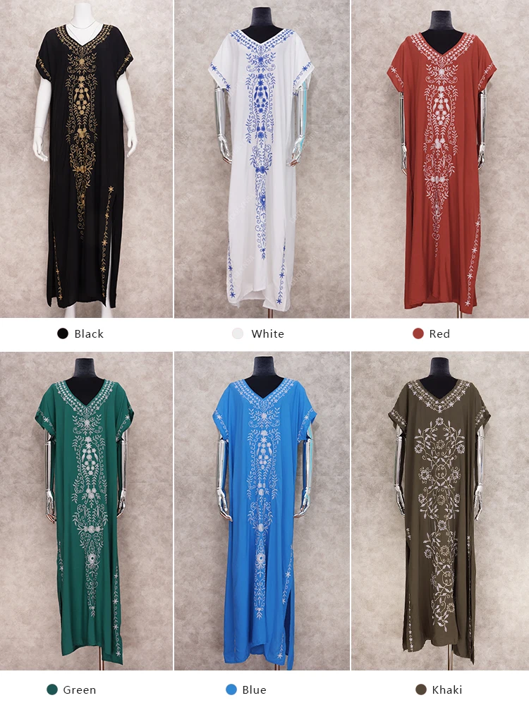 قفطان تطريز للنساء ، غطاء بيكيني ، تونك للشاطئ ، بارو سارونج ، ملابس شاطئ ، Q790 ، #5