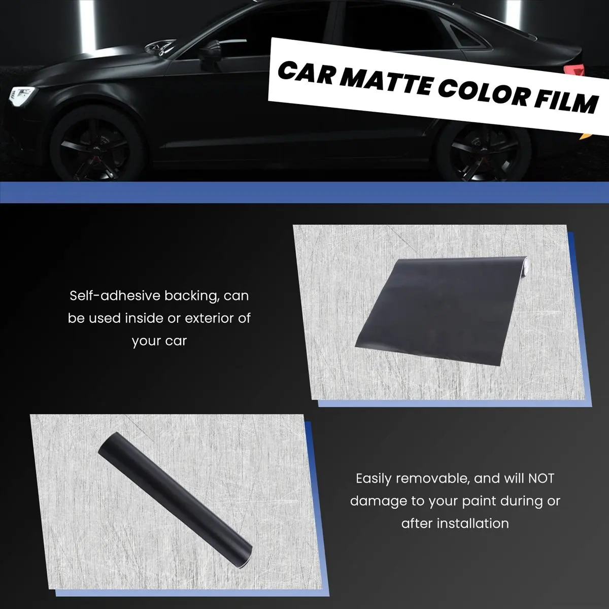 #52Q (Black)12X60 inch Matte Black Vinyl Film Wrap Car Diy Sticker,Automotive Parts & Accessories