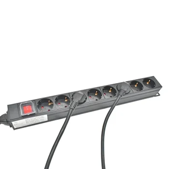 PDU Power Strip Distribution Unit Cabinet 2/4/6/8/10 Way AC German Socket Disconnect Switch Aluminum Alloy Shell IEC C14 Interface