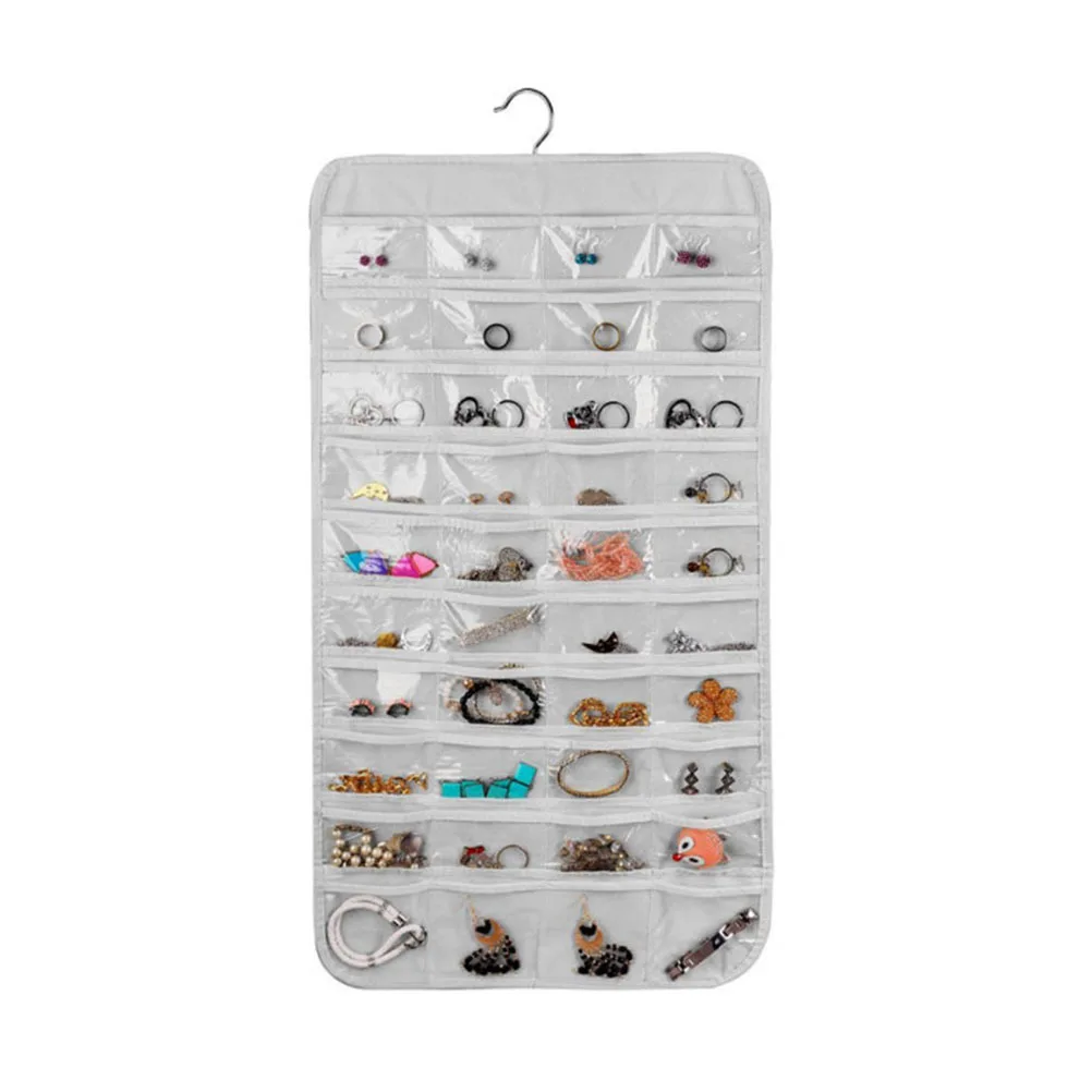 

Pockets Jewelry Hanging Bag Double-Sided Non-Woven Fabric Organizer for Earrings Necklaces Jewelry Organizer
