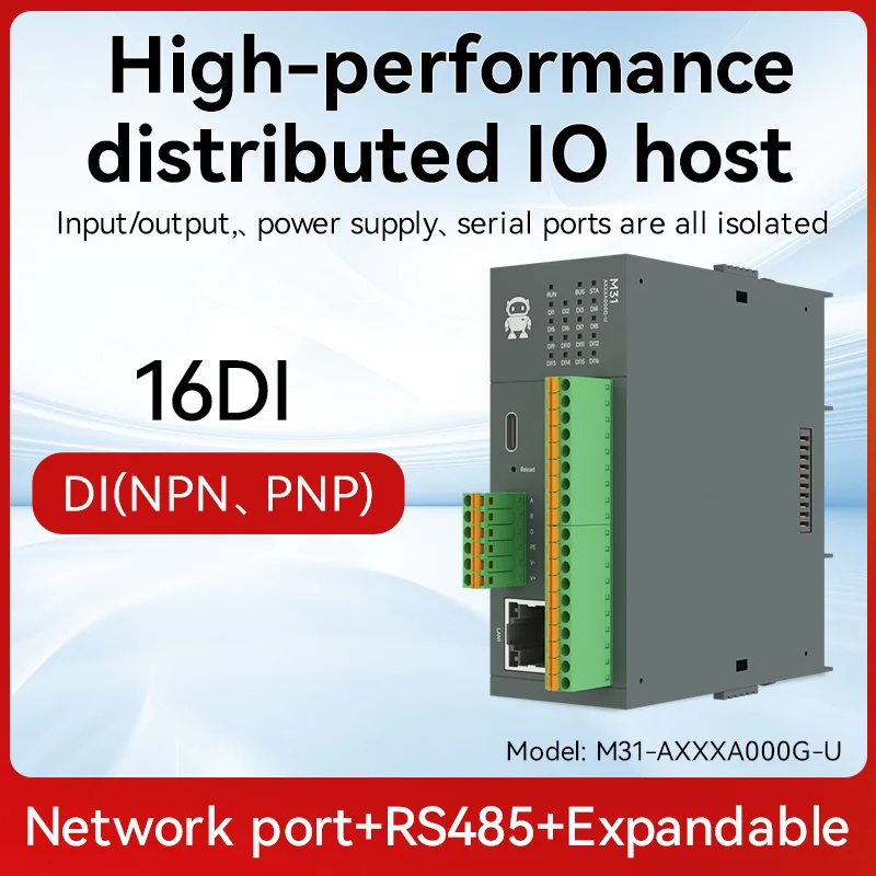 Remote IO Gedistribueerde IO NIEUWE Versie M31-AFAX4440G-U DI/DO/AO/AI RS485 RJ45 Modbus Met Uitbreidingsmodule CDEBYTE PNP NPN DIP