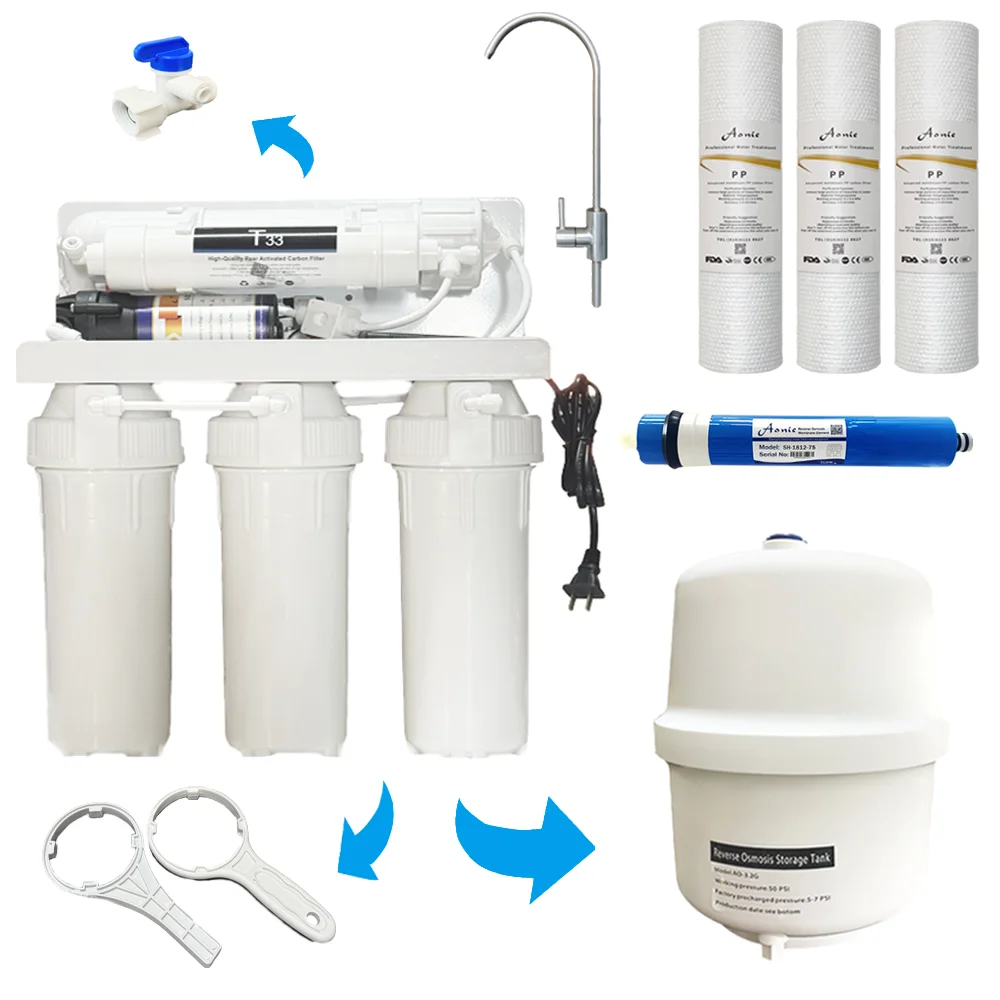 

Бытовая система очистки воды для кухни: 5-ступенчатая безрезервуарная система обратного осмоса под мойку с функцией самоочистки и умным краном