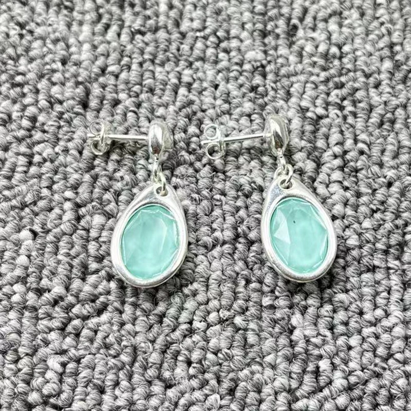 2026 Spain Fresh and Bright Water Drop Shaped Mint Green Zircon Earrings Jewelry Accessories Banquet Gifts