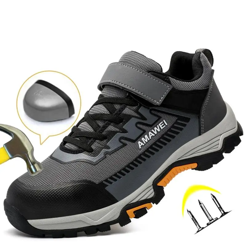 Men’s work shoes with steel toe cap, breathable and shock-resistant, lightweight, indestructible safety shoes Warehouse