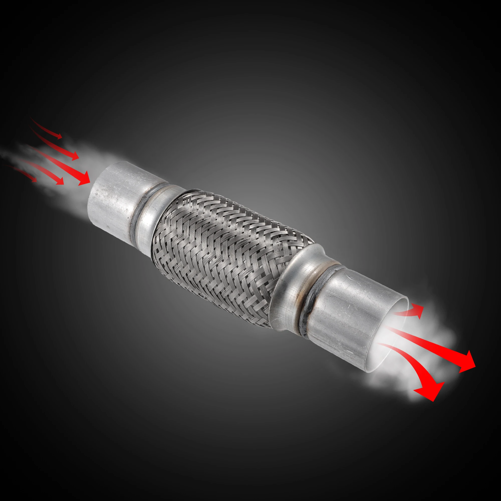 UXCELL 60x290mm tubo flexible de escape de coche junta de escape Universal con tubo de extensión de soldadura tono plateado de acero inoxidable