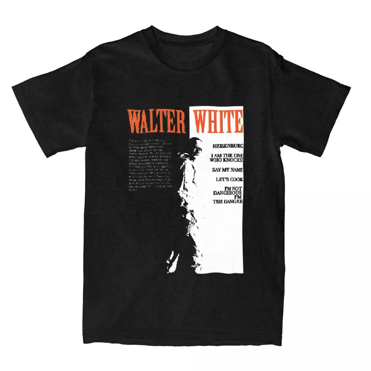 Walter White Breaking Bad Heisenberg T-Shirt Men Funny Pure Cotton Tees Round Neck Short Sleeve T Shirt Printing Clothes