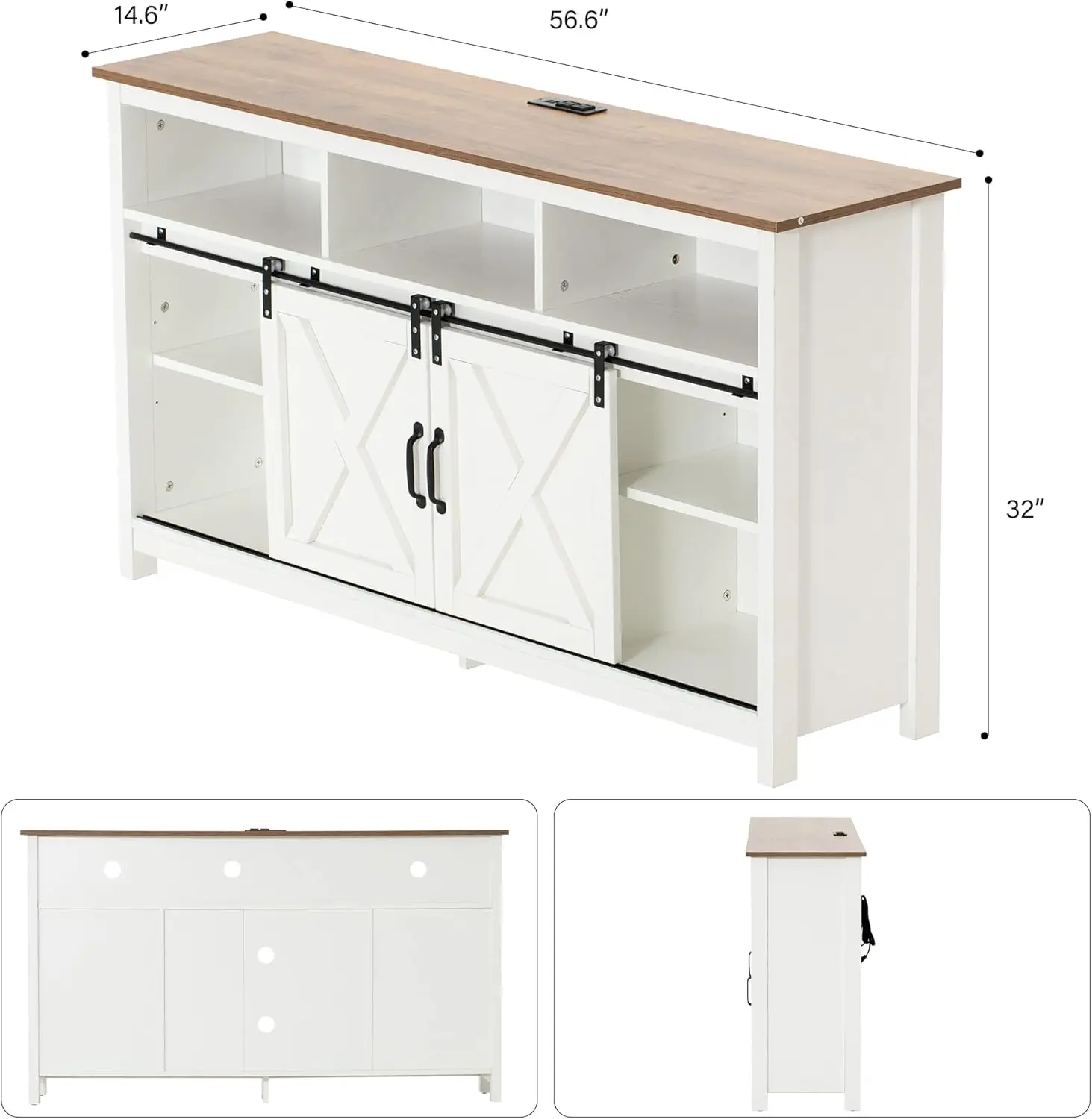 خزانة بار القهوة في المزرعة مع باب ومخرج منزلق، وخزانة جانبية للتخزين باللون الأبيض لغرفة الطعام والمطبخ والمدخل #2