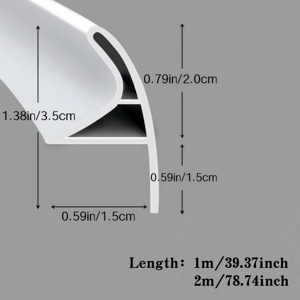 1PC 1/2m Collapsible Shower Water Dam Self Adhesive Silicone Shower Threshold Dry Wet Separation Flexible Water Dam Guard Laundr
