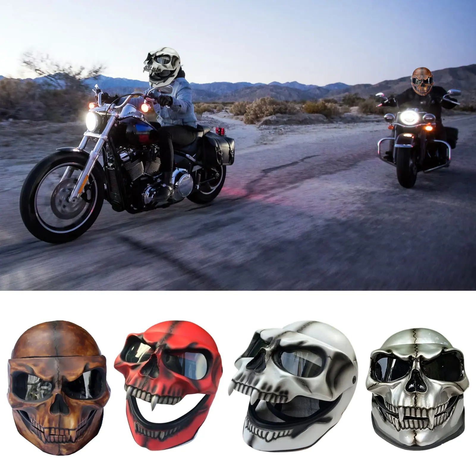 Ghost Skull Helmets Skull Skeleton Helmets Full Face Skeleton Skull Helmets With Lens Full Face Skull Skeleton Helmets