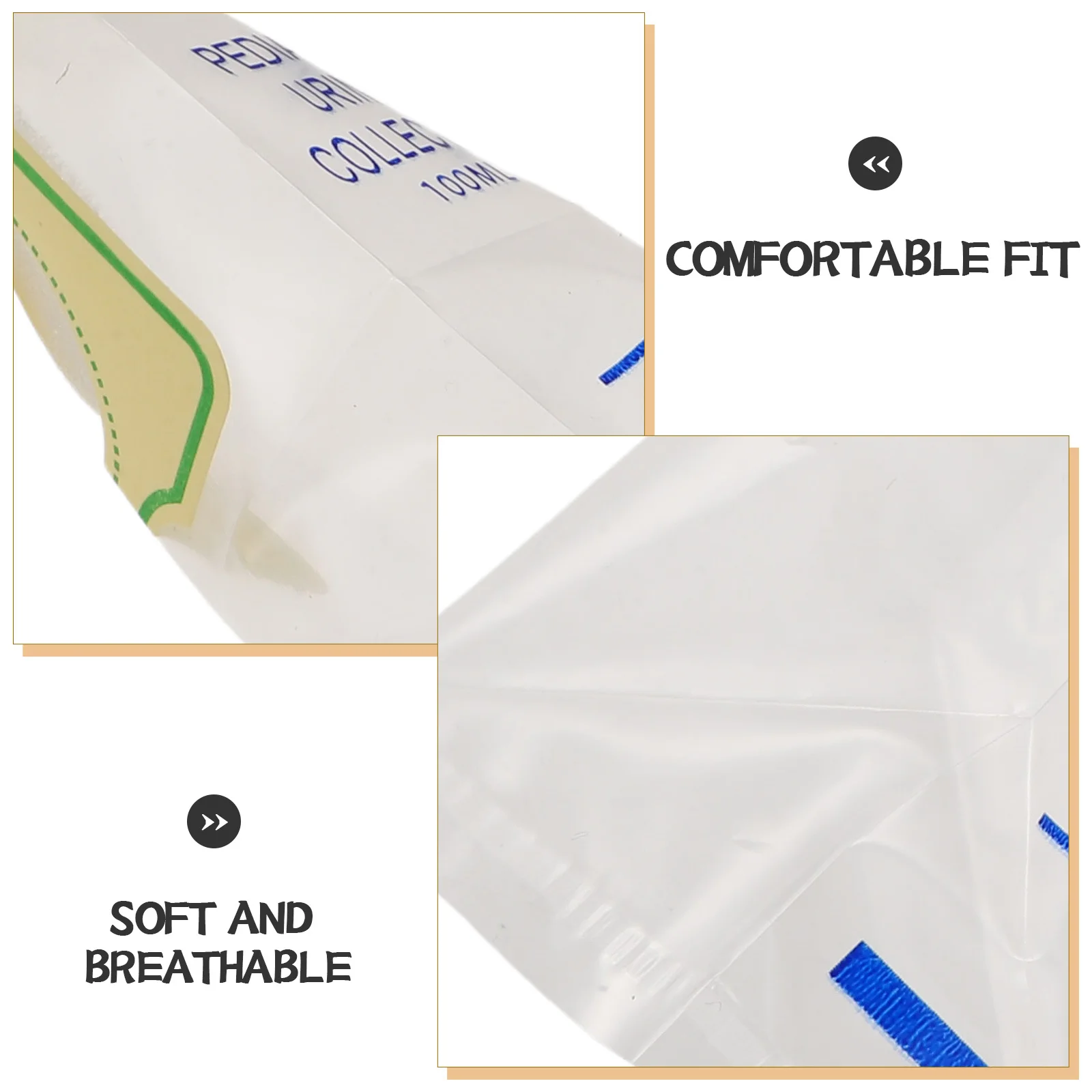 25 قطعة أكياس جمع البول الطفل القابل للتصرف واضح لاصق أكياس تبول الرضع مقاومة للانسكاب مجموعة عينات معبأة بشكل فردي #2