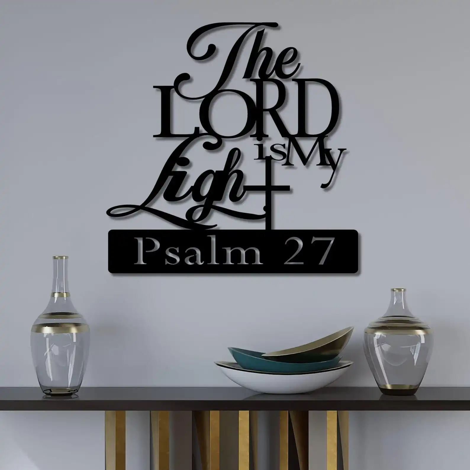CIFbuy Metal Wall Art Psalm 27 Scripture Decor Christian Home Accent Iron Craft Religious Church Gift Rustic Bible Verse Hanging