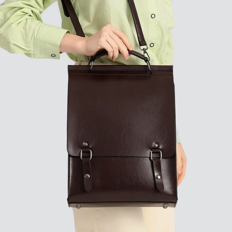 Backpack British College Style Retro Commuting Leather Computer Minimalist Handbag for College Students SAC 2026 NEW