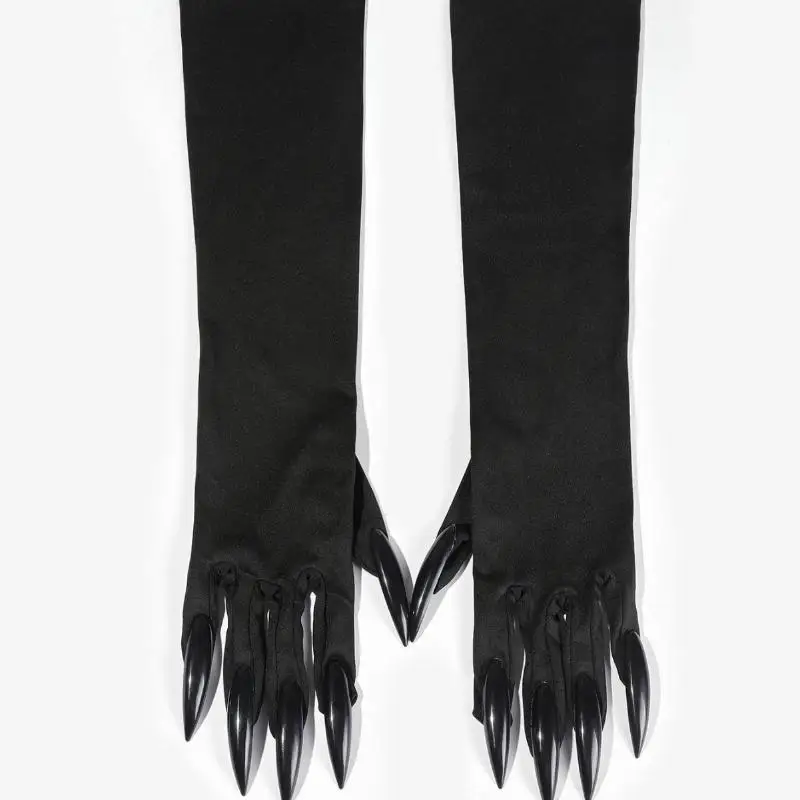 Halloween Cat Woman Paw Gloves With Long Fingernails And Claws Party Cosplay Costume Accessories
