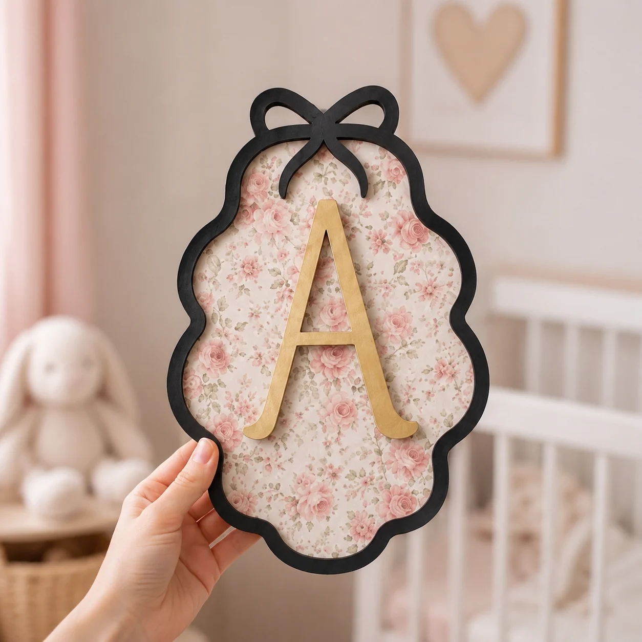 1Pc Custom Creative Flower Single Letter Wooden Name Plaque,Home Room Office Wall Door Decor,DIY Paintable,Birthday Wedding Gift