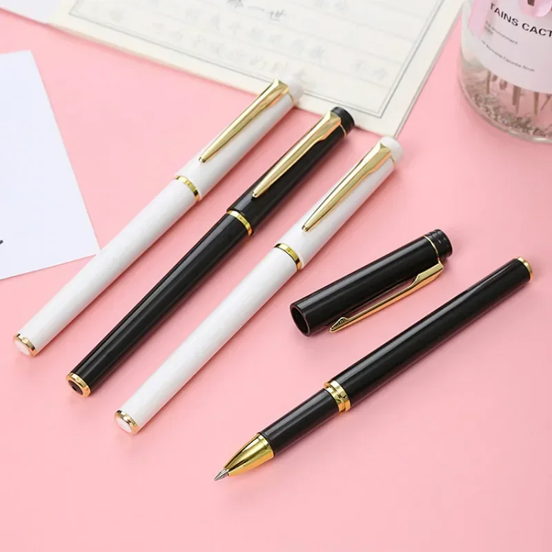

24PCS Creative Bullet Head Gel Pens Office Learning Stationery Water Pen Metal Texture Black Signature Pen Office Accessories
