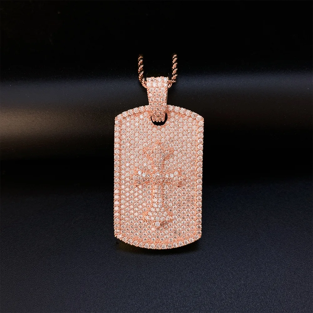 

Iced Out 5A Zircon Cross Pendant Necklace Plated White Gold Hiphop Men Jewelry with Twist Chain 24inch 3mm Birthday Gift