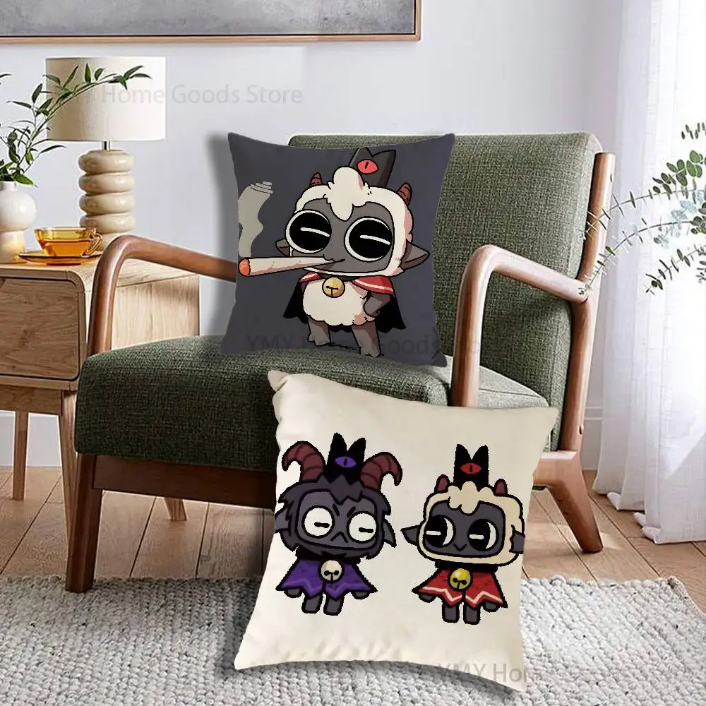 C-Cult of The Lamb Cartoon Printing Pillowcase Customized Pillow Cover for Sofa Home Decor