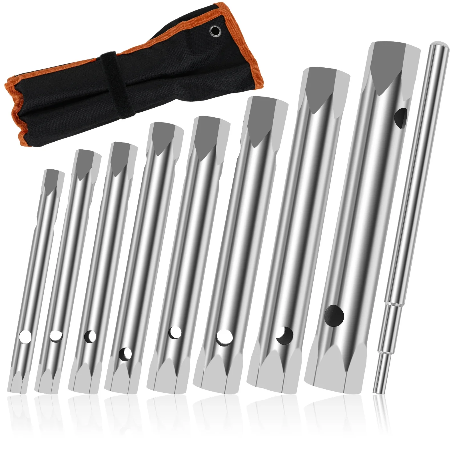 8-teiliges Rohr-Steckschlüssel-Set mit Stangengriff, 6–22 mm, doppelseitiges Rohr-Steckschlüssel-Set für die Arbeit am Wasserhahn, Zündkerzen
