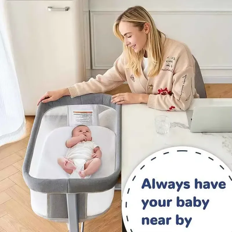 Factory Hot Sale OEM Baby Cradle Crib 8 Adjustable Height Suitable for Mom and Dad Bed Breathable Mesh Stable