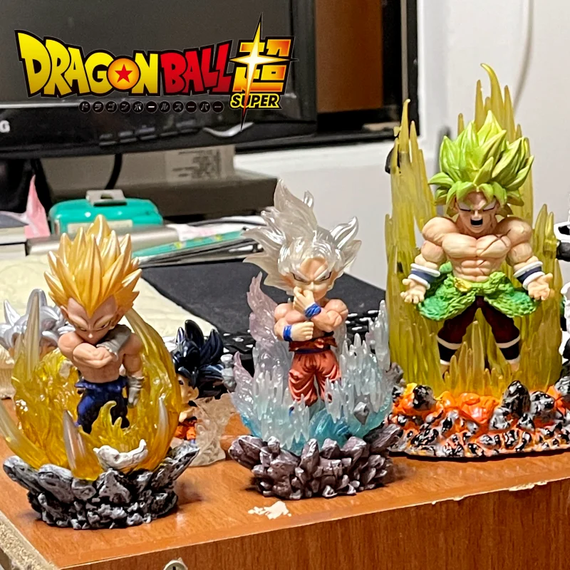 

13cm Dragon Ball Anime Gk League Broli Saiyan Battle Scene Wcf Q Version Luminous Pvc Action Figure Collectible Model Gifts Toys