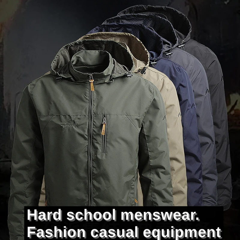 Autumn Casual Jacket Men Oversize Outdoor Sport Windbreaker Fashion Camping Tooling Jackets Breathable  Workwear Male Clothes