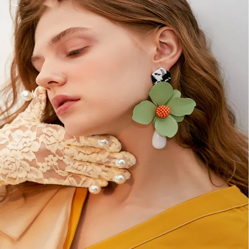 New Design Fashion Bohemin Flowers Drop Earrings Trendy Statement ZA Dangle Earrings For Women Brand Pendientes Jewelry Bijoux