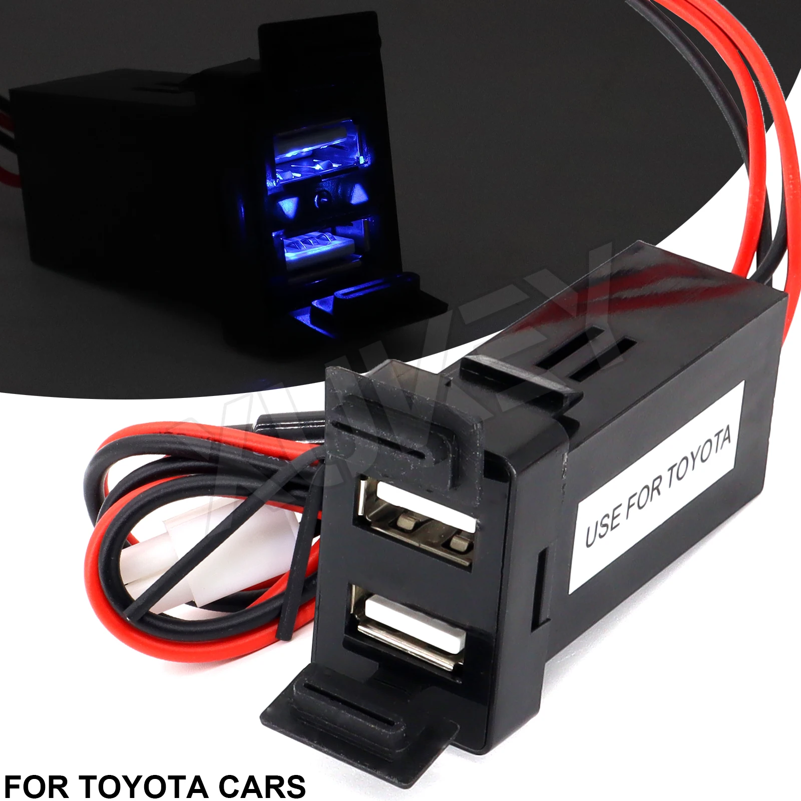 

Car Dual USB Port Charger For Toyota Auto Phone Charging 12V 24V Smartphone Camera Power Supply Adapter Dashboard Socket Styling