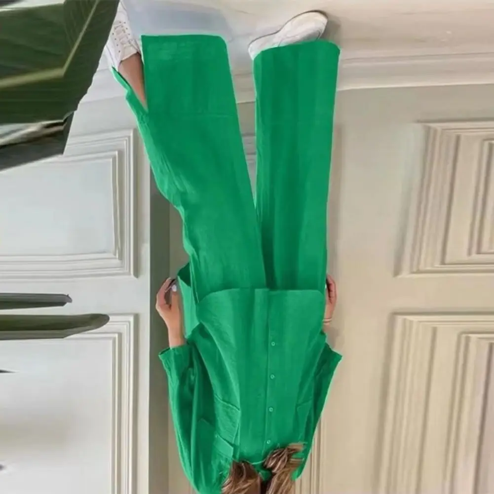 2025 المرأة القطن الكتان 2 قطعة الزي زر أسفل 3/4 كم قمصان و شق بنطال ذو قصة أرجل واسعة مجموعة عادية فضفاض صالة رياضية