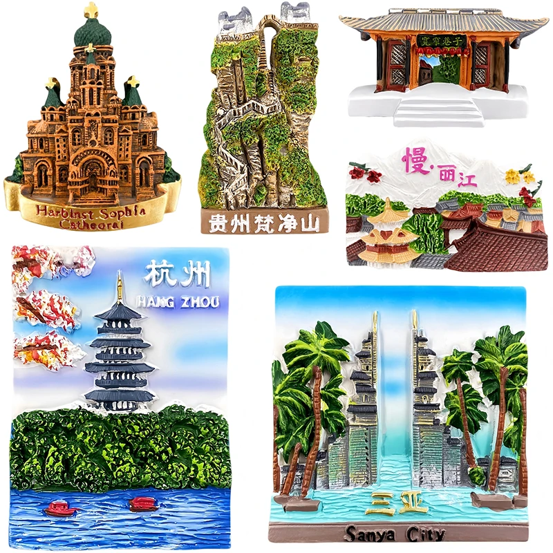China Fridge Magnets Message Board Decorative Sanya Chengdu Harbin Hangzhou Travel Souvenir Asia Refrigerator Sticker Home Decor