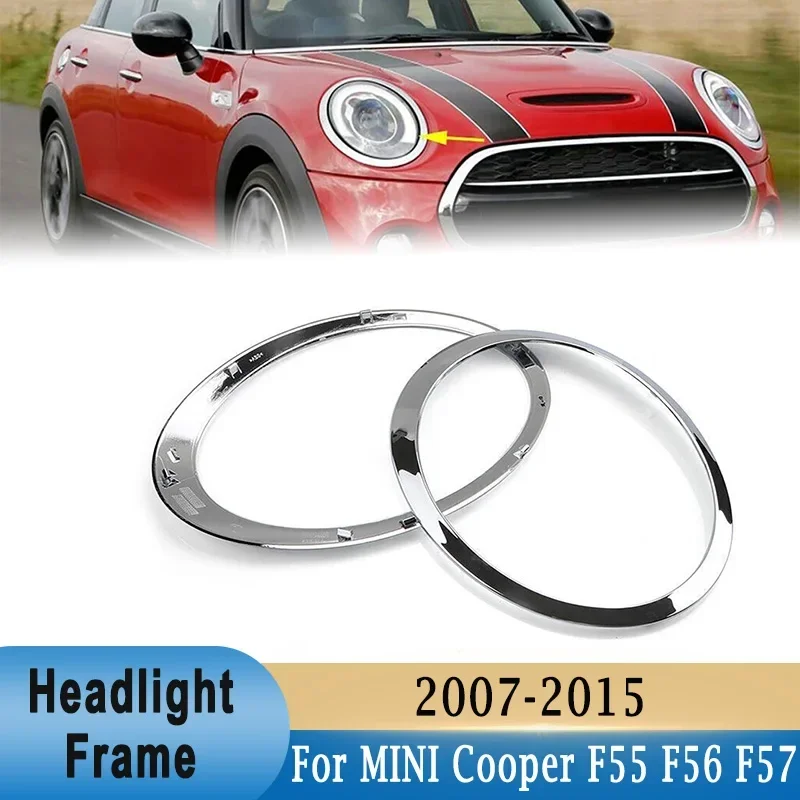 Headlight Frame Ring Eyebrow Trim Decoration Sticker for MINI Cooper S R55 R56 R57 R58 R59 2007-2015 Black Chrome 51137149905