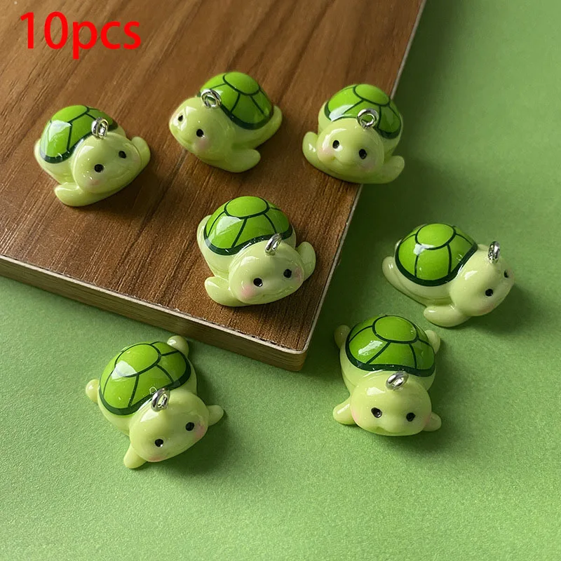

10pcs Cartoon 3D Small Turtle Resin Charms Cute Animal Pendant For Earring Keychains Diy Handmade Jewelry Accessories Make