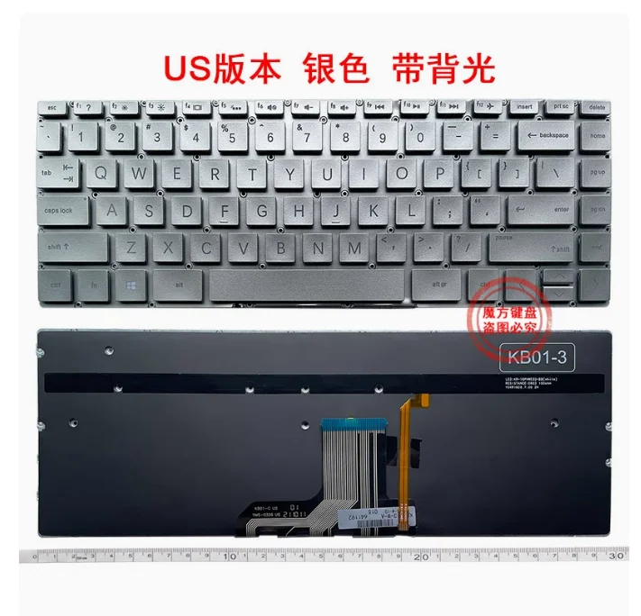 US Silver Backlit Keyboard For HP Pavilion 13-W 13-AP 13-AN TPN-I128 Q178 Q199 Q214 Q212 W133