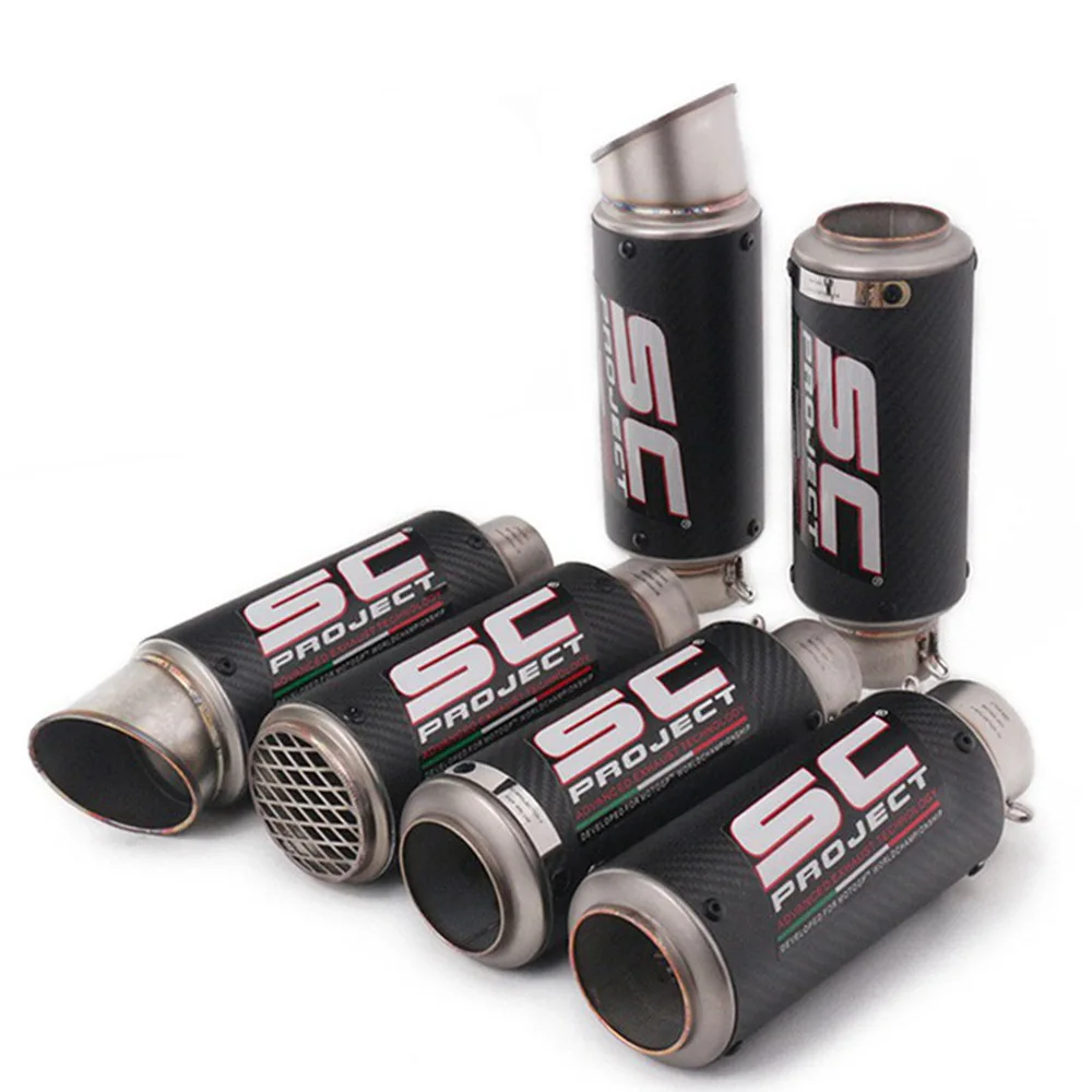 Motorcycle modified fried street exhaust SC carbon fiber 60mm/63mm ninja400 GSX750 universal Z650