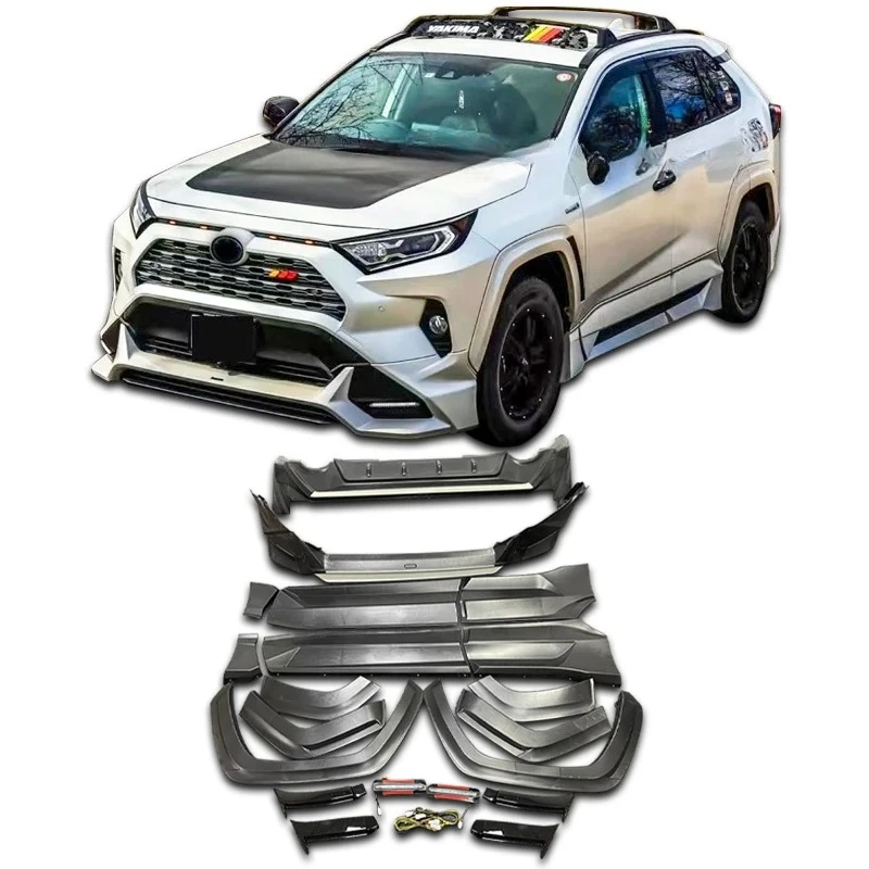 

For 20-25 Toyota RAV4 TRD Style Body Kit RAV4 Front Lip Side Skirt Rear Lip Wheel Eyebrow Fender Spoiler Diffuser RAV4 Body Kit
