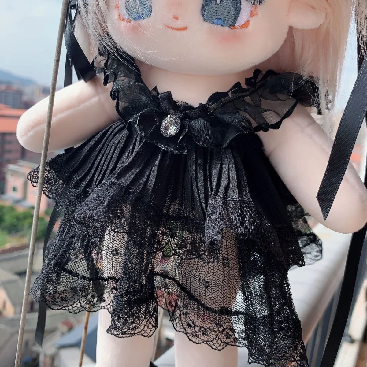 Black Polka Dot Clothes, 20cm-30 Cmsuit Chubby Body Long Legs  Special Body Dress, Cotton Doll Custom Skirt