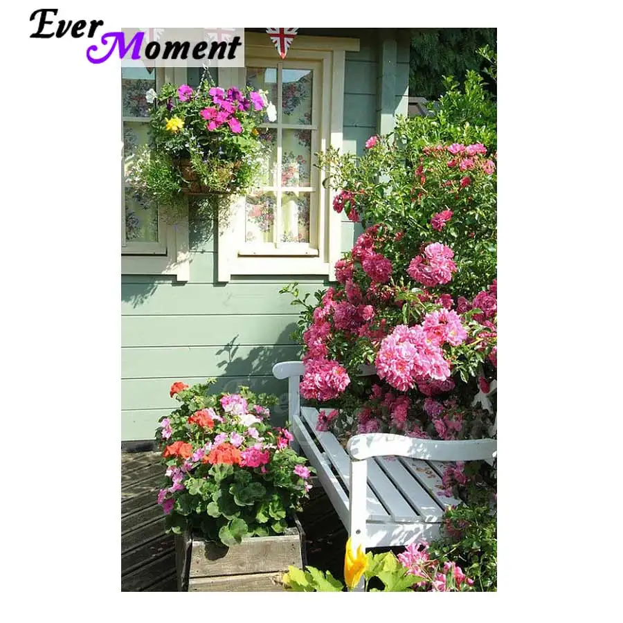 

Алмазная картина Ever Moment, цветок, оконный пейзаж, изображение горного хрусталя, 5D DIY, мозаика, алмазная вышивка, ручная работа ASF1368