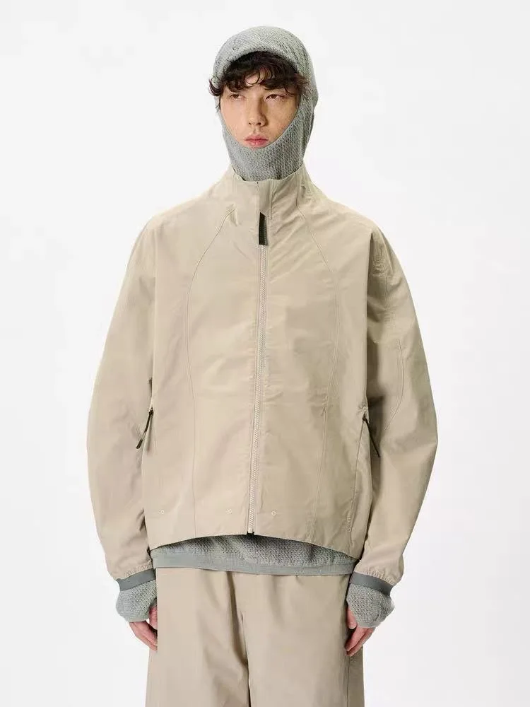 

GDW Men's Outdoor Functional Jacket Stand Collar Anti-Tear Coat Loose Fit Long Sleeve Zipper Closure Color Autumn Winter