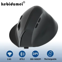 Bluetooth 5.2 Vertical Mouse Tri-Mode Ergonomic 1200 DPI Adjustable Optical Silence Gaming Mouse for Laptop PC Office Dormitory